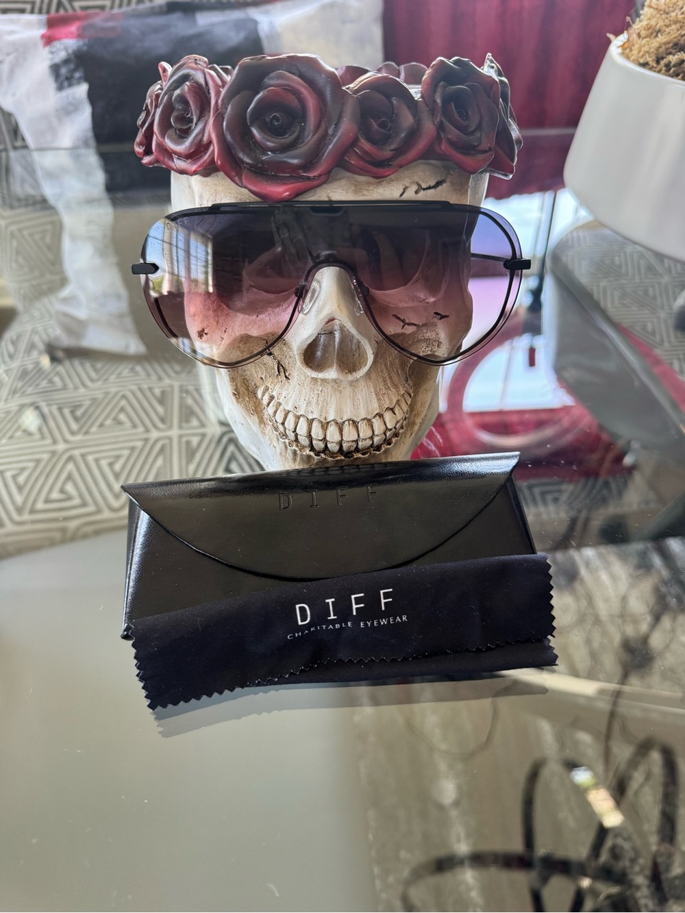 DIFF Eyewear Imani Black & Aubergine Gradient Shield Sunglasses